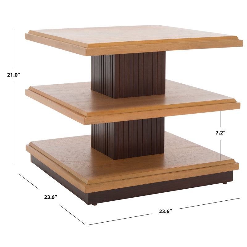 Paddy Solid Wood End Table, Walnut/Natural