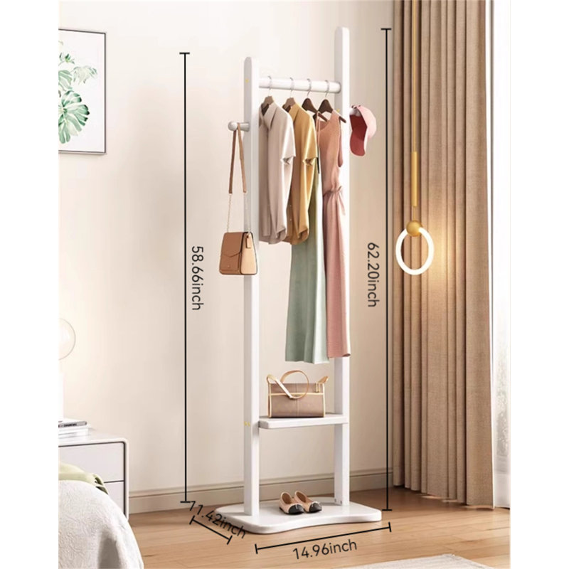 Porte-chapeaux en bois massif Aesthetic, Blanc