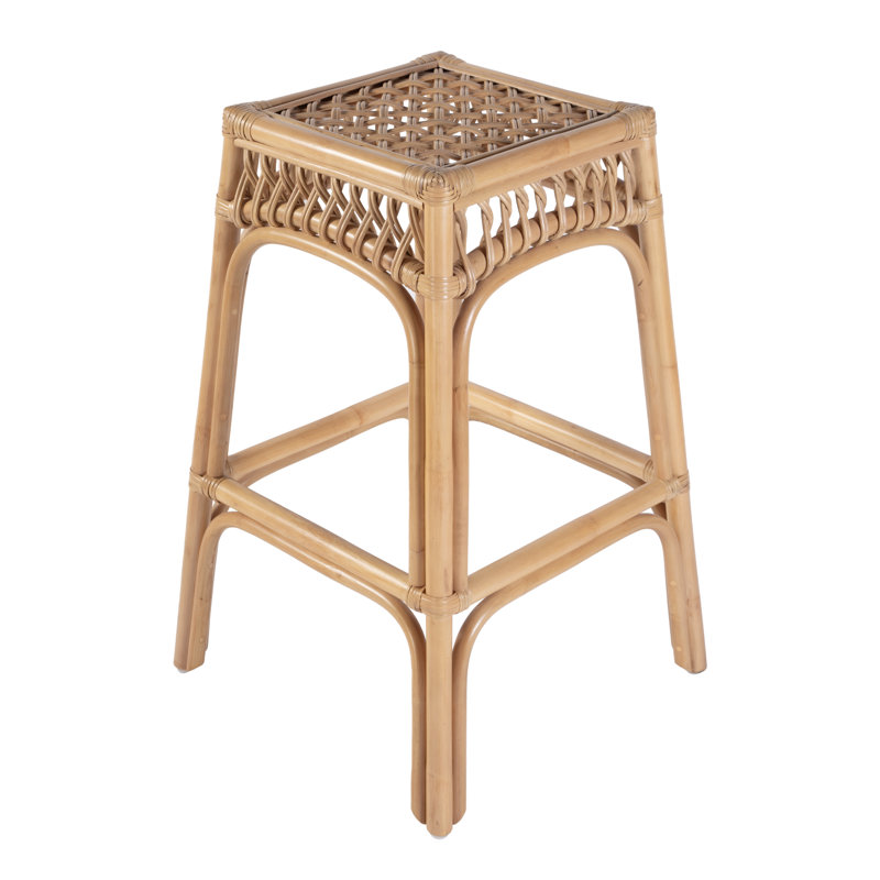 Antigua 24.75 in. Seat Height Square Rattan Count Stool, Bar Stool (30.25” Seat Height)