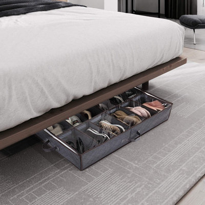 Under Bed Shoe Storage Organizer, 2 Pack, (Gray)