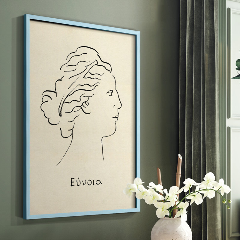 «Greek Blessing I», reproduction encadrée - bois massif, Bleu, H 10 po x l 8 po