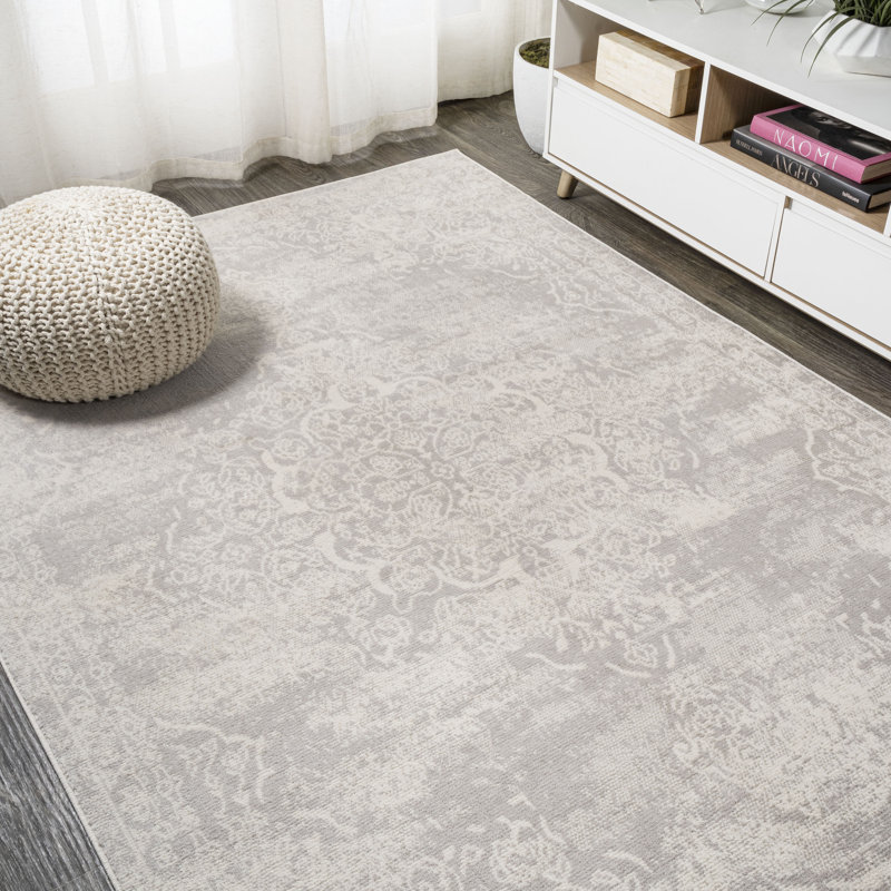 Isanti Cottage Medallion Gray/Ivory Rug, Rectangle 7'9" x 10'