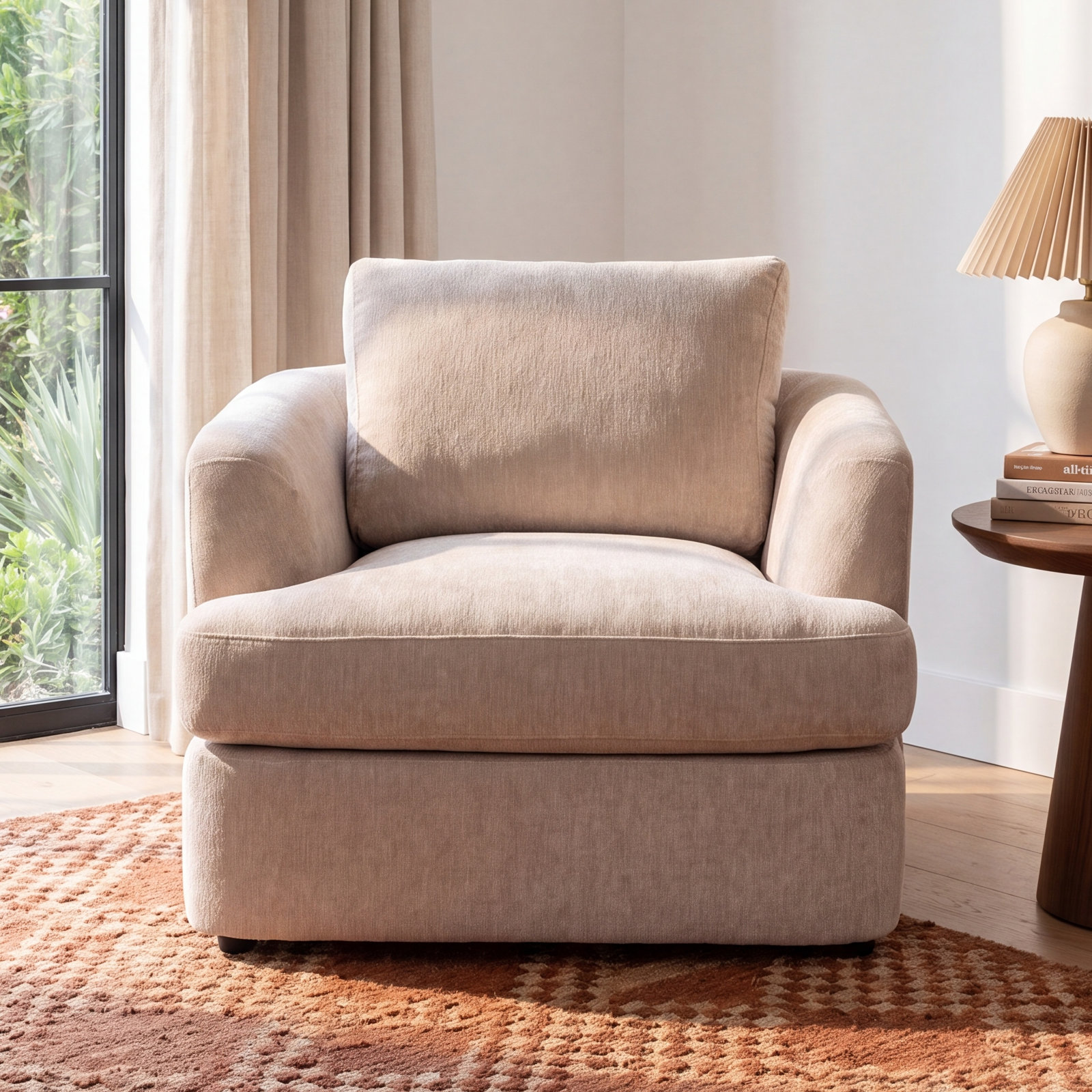 Alameda Upholstered Barrel Chair, Sandstone Velvet