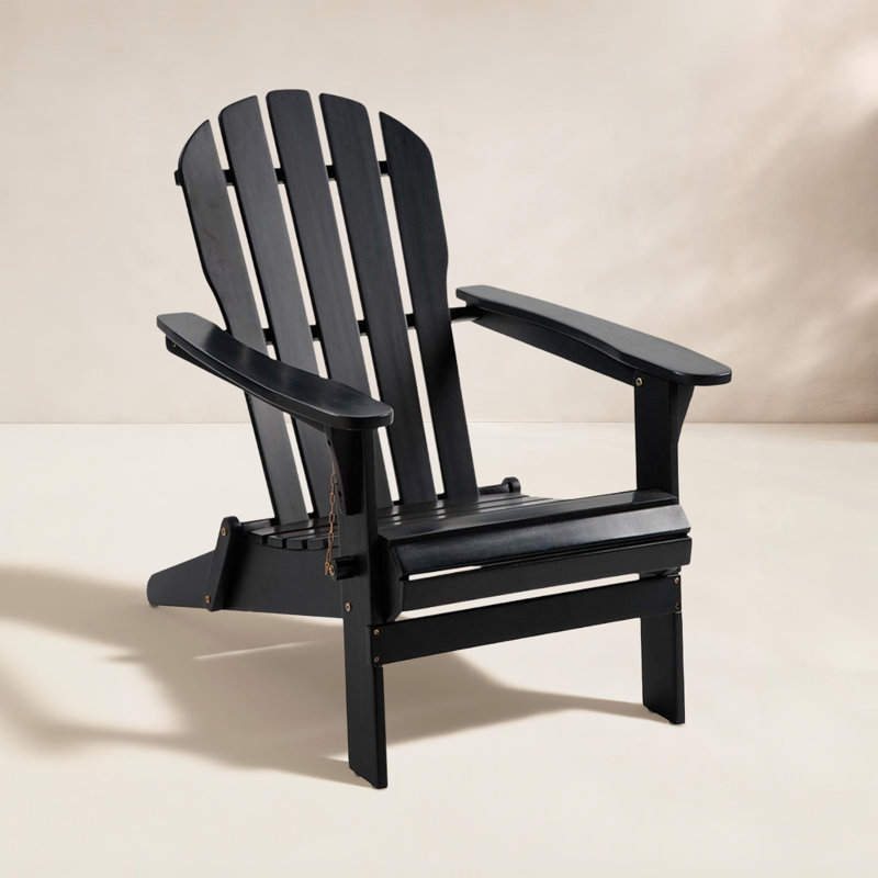 Chaise Adirondack pliante en bois massif Hillandale, Noir