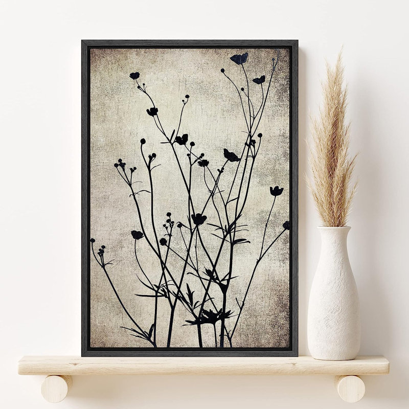 «Dark Plants», reproduction d'art sur toile encadrée Fleurs sombres sur de longues tiges, H 36 po x l 24 po x P 1,5 po