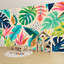 Peler et coller le papier peint adhésif tropical, jungle exotique moderne, collage, art mural contemporain sans soudure, adhésif et amovible