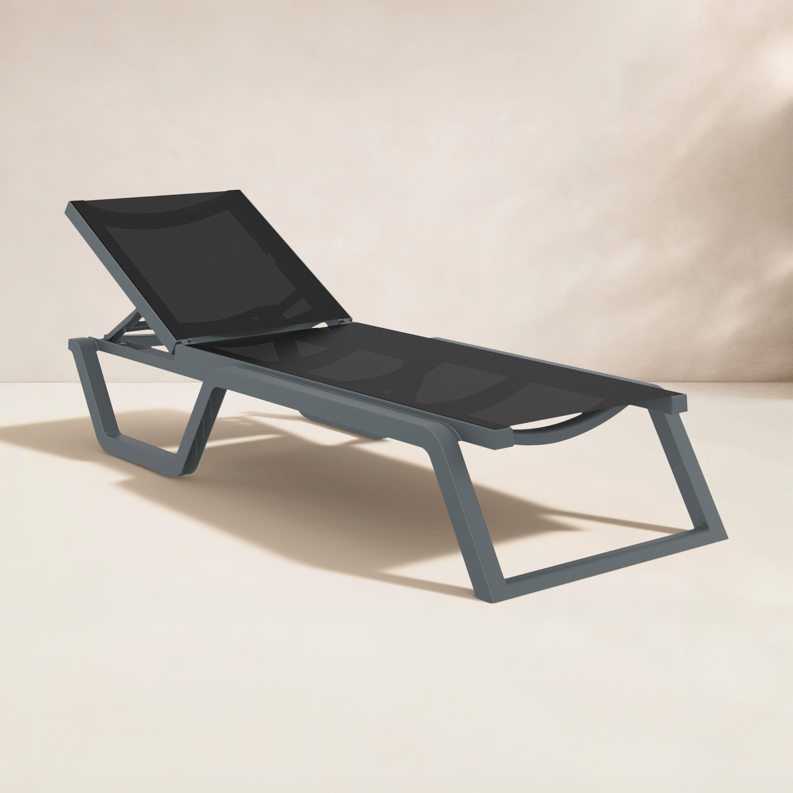 Rio Sling Chaise Lounge, Black/Gray