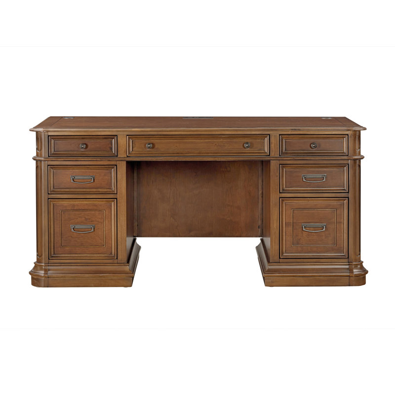 Bureau de direction Dagostino avec prises intégrées, Cerise