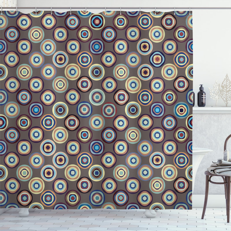 Geometric Shower Curtain with Hooks Included, 69" W x 75" L