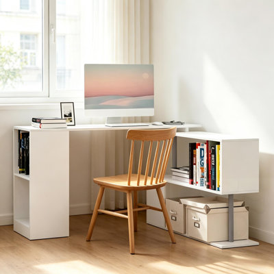 L-Shaped Rotating Corner Desk
