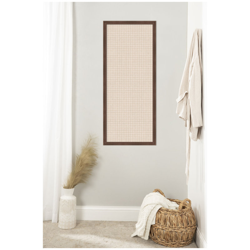 Tableau d'affichage en lin encadré en tissu, Beige, H 42 po x l 18 po x P 1,25 po, Brun moyen Florence