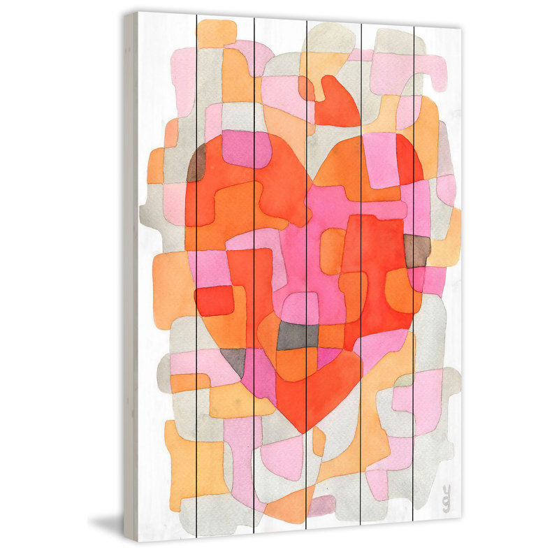 «Splash of Heart», reproduction d'art, H 18 po x l 12 po, Bois blanc