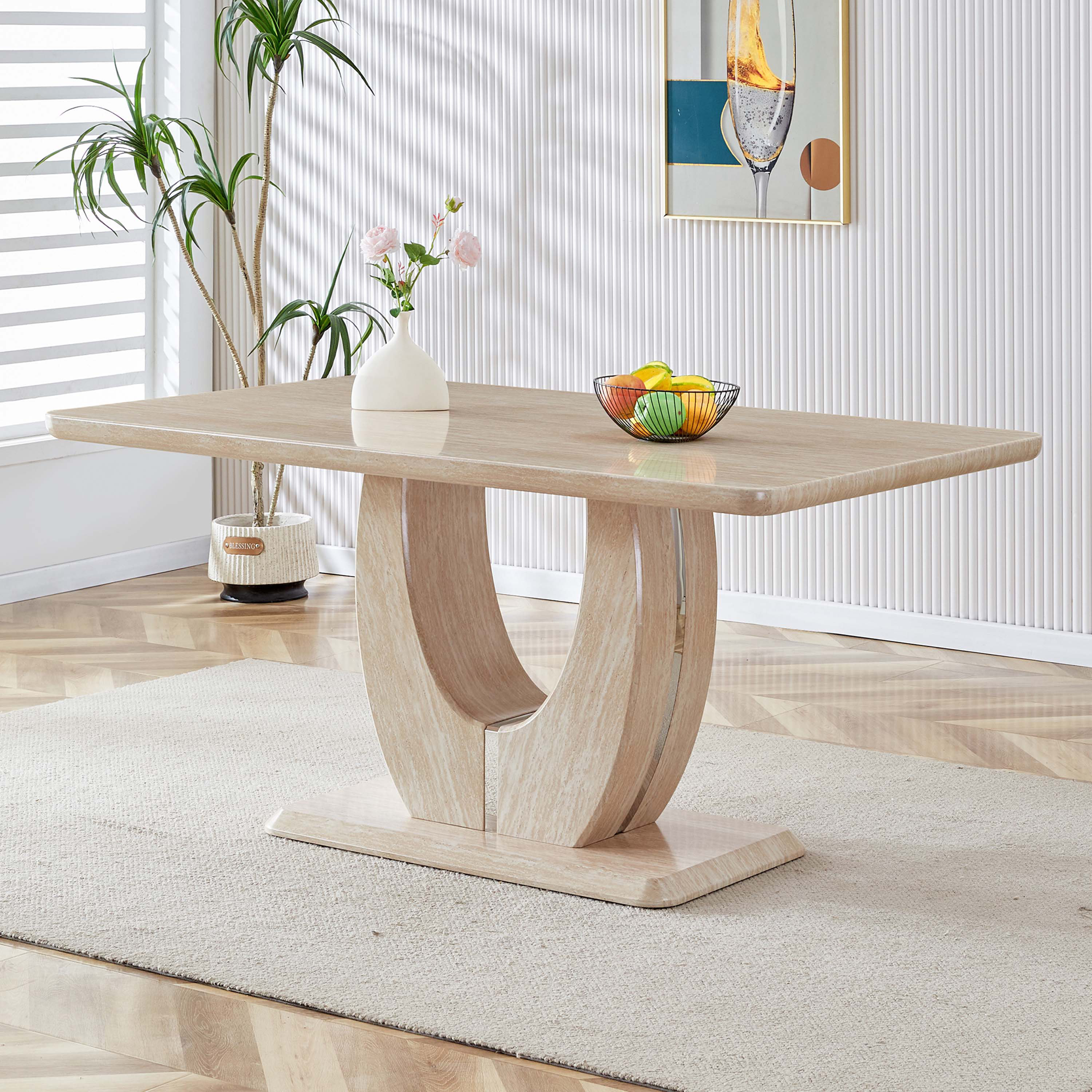 Wrought Studio™ Modern minimalist luxury MDF rectangular dining table ...