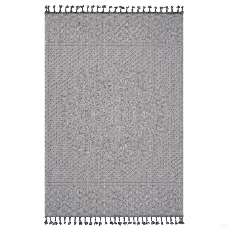 Tapis intérieur / extérieur à motif de médaillon 6X9 Guros Collection, Rectangle 6 pi 7 po x 7 pi 9 po