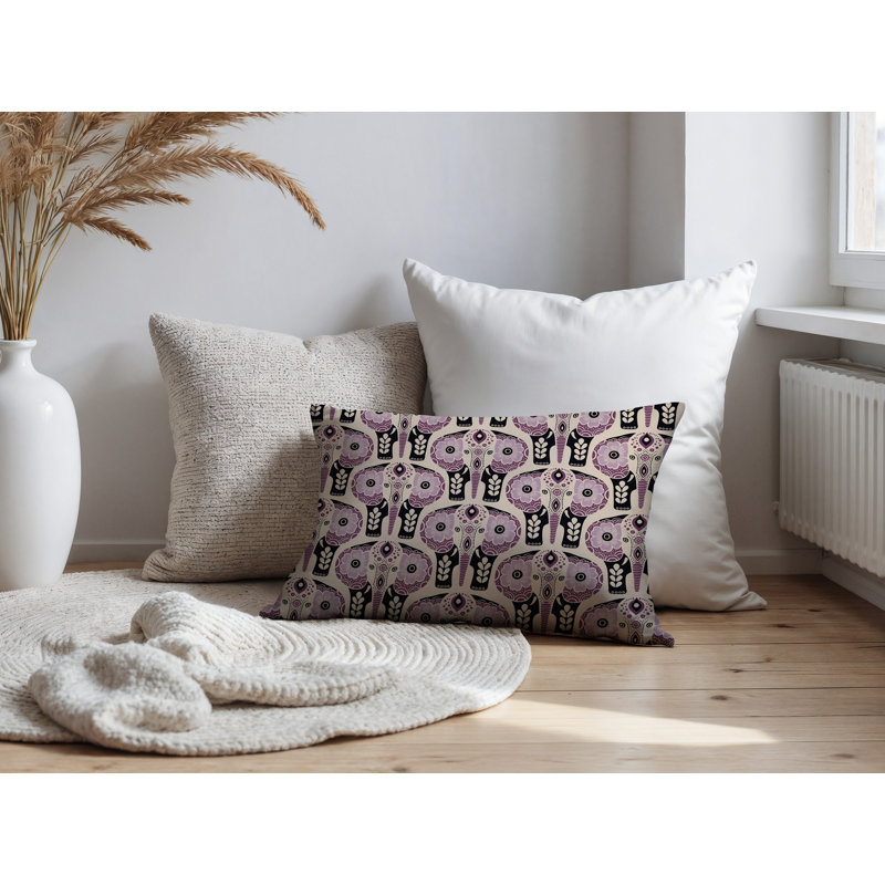Coussin lombaire réversible intérieur / extérieur Hayes, Rectangulaire H 14 po x l 20 po, Mauve