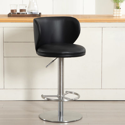 Tabourets de bar en acier inoxydable titane, chaise de bar en cuir de qualité moderne avec dossier, hauteur réglable pivotante pour le comptoir de la cuisine et la salle à manger