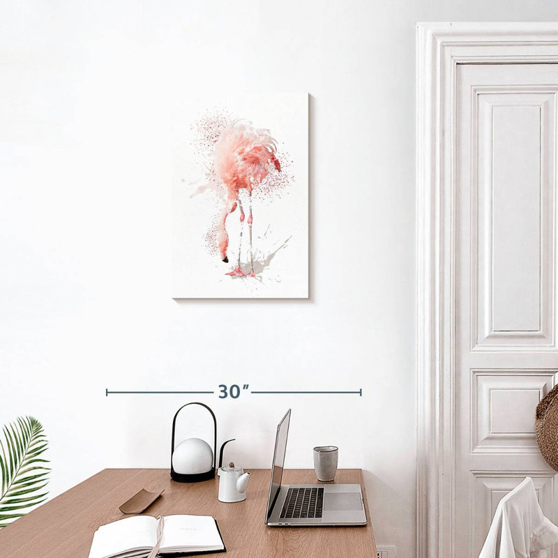 Brampt accroupi à l'aquarelle Flamingo, H 24 po x l 16 po