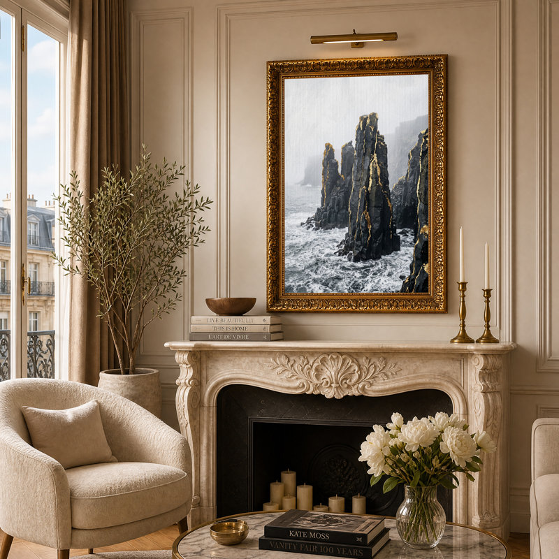 Art mural sur toile Misty Black Sea Stacks, H 24 po x l 16 po