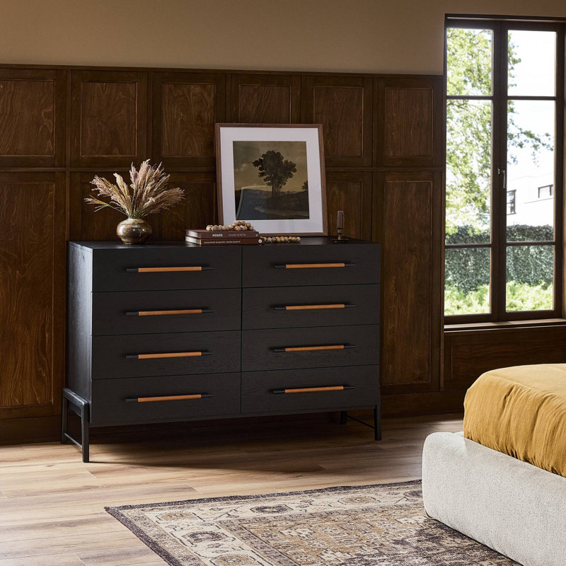 62.5 " W 8 - Drawer Dresser, Ebony Oak