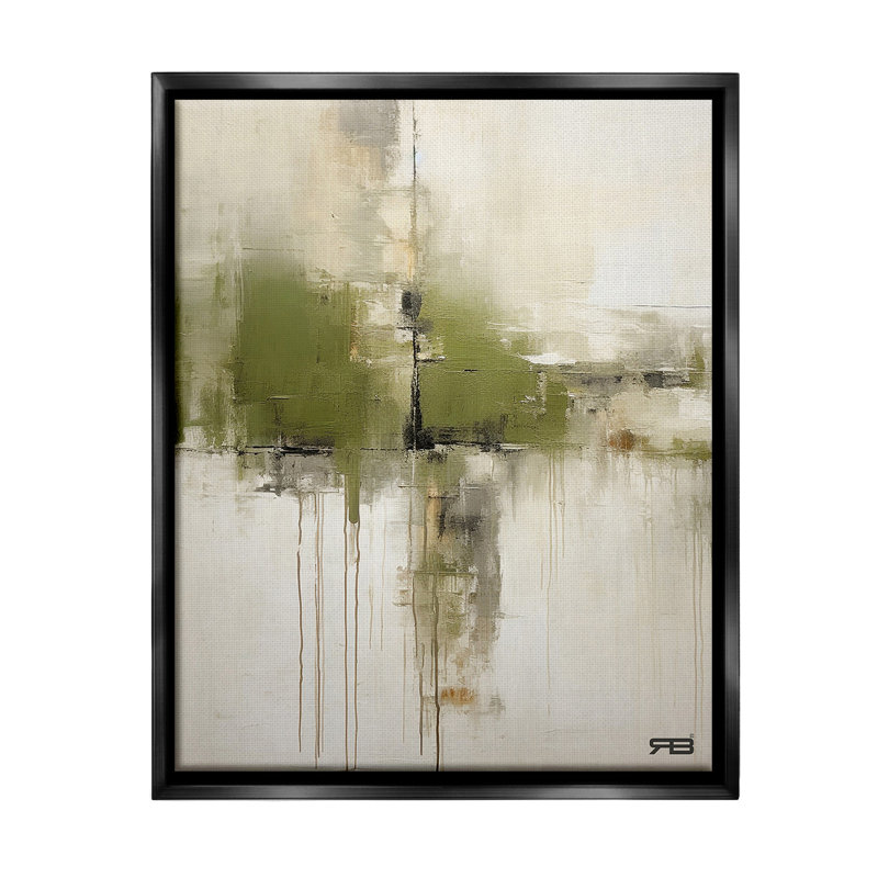"Modern Paint Drip Horizon" par RB sur toile, Cadre flottant noir de jais, H 31 po x l 25 po