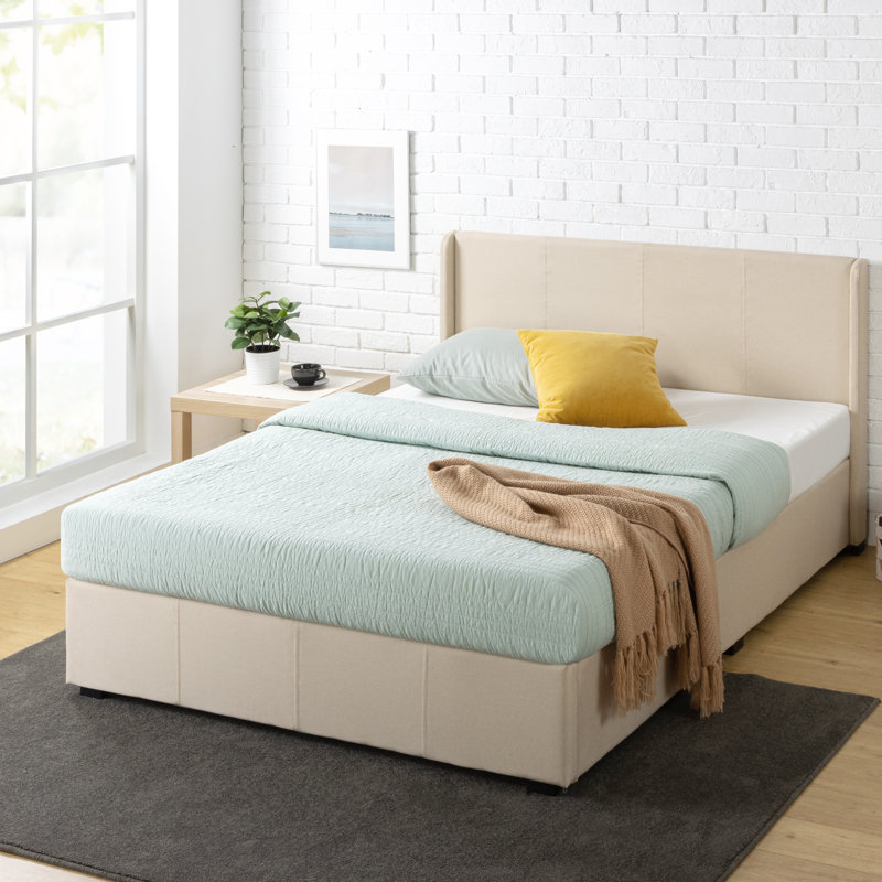Estella Upholstered Ottoman Bed Frame, Beige, Double (4'6)