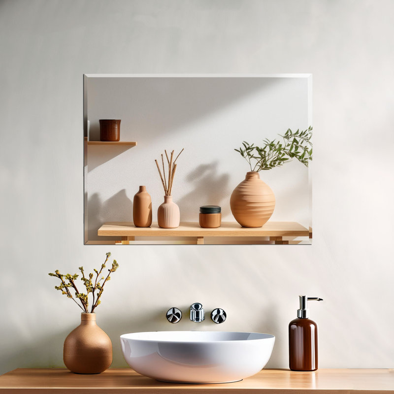 Flushmount Elegance 31.5"H Frameless Beveled Bathroom Mirror