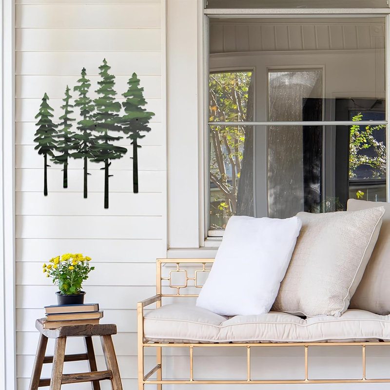 Art mural pin en métal - vert - décor rustique en métal inspiré de la nature pour la maison, la cabane ou le bureau