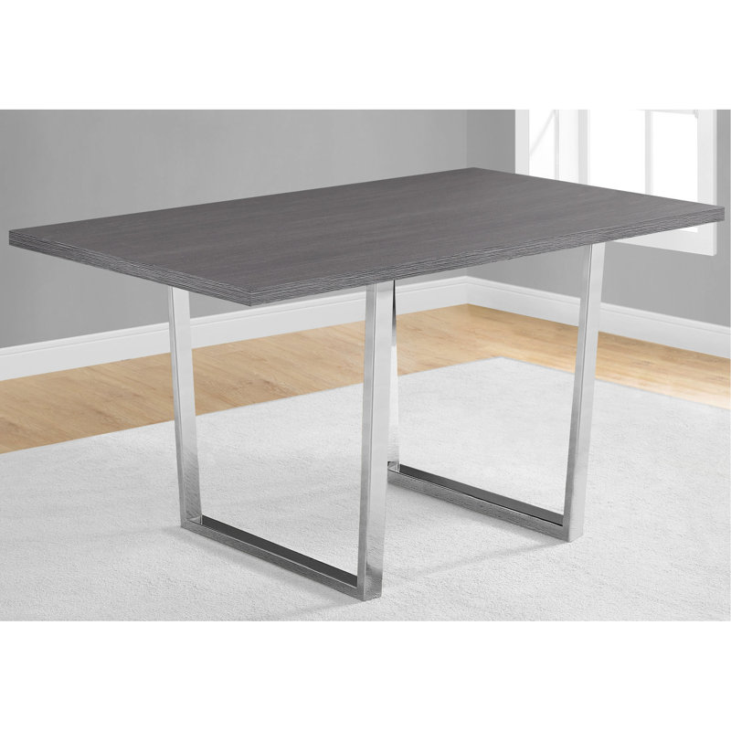 Modern Dining Table 60", Rectangular Grey Laminate Top, Metal Leg Support, Kitchen & Room, Seats 4 60" For And Kitchen, Cover, Installation Component, Look,