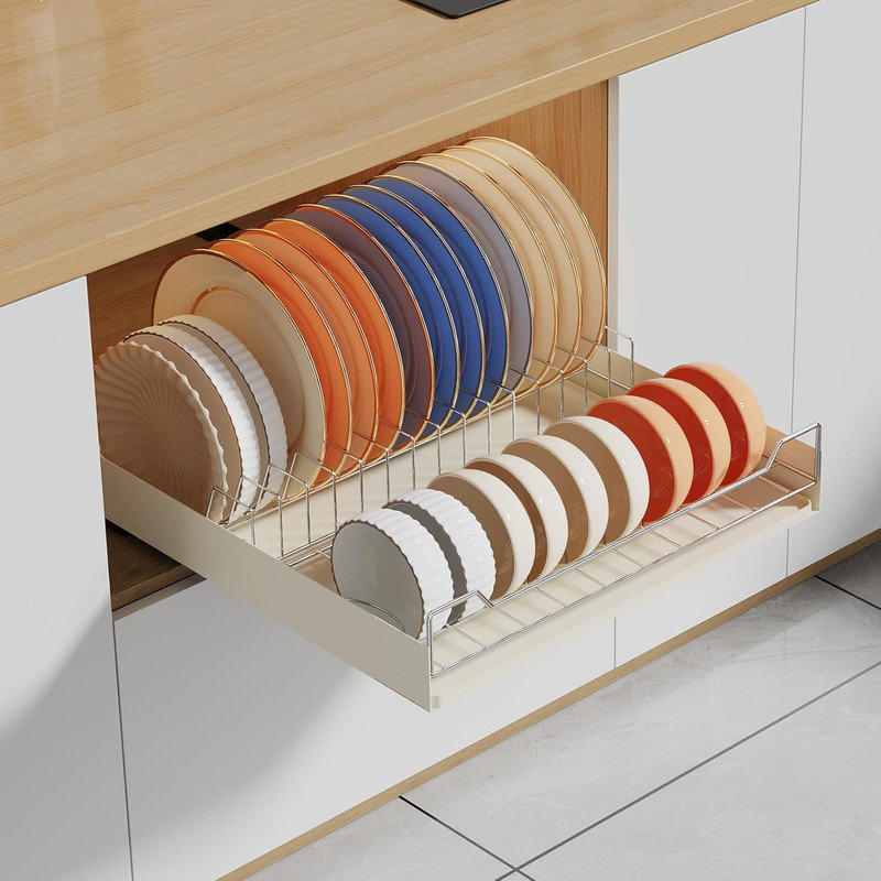 Rebrilliant Pull Out Cabinet Organizer, Metal Slide Out Dish and Bowl ...