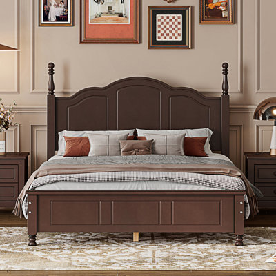 Platform Bed Frame,Retro Style Platform Bed