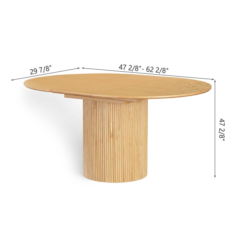47-62" Solid Wood Round Extendable Dining Table