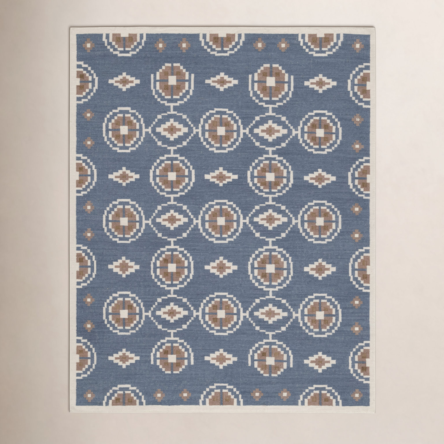 Heidi Flatweave Geometric Wool Rug, Blue, 3'x5'