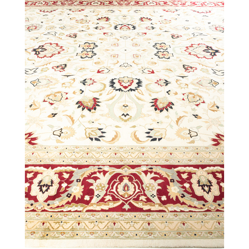 Hand Knotted Wool Traditional Hayner Ivory Area Rug 11' 10" x 15' 4"