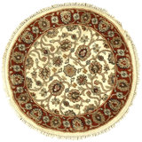 High-Quality Hand-Knotted Ivory And Red Area Rug