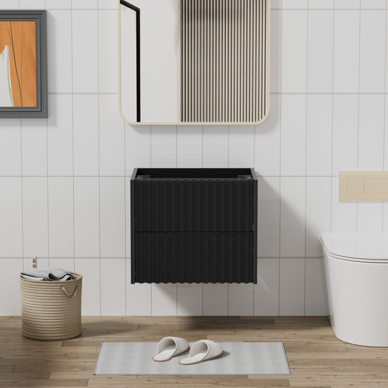 24" Single Bathroom Vanity Base Only, Floating Cabinet without Sink Top, Black