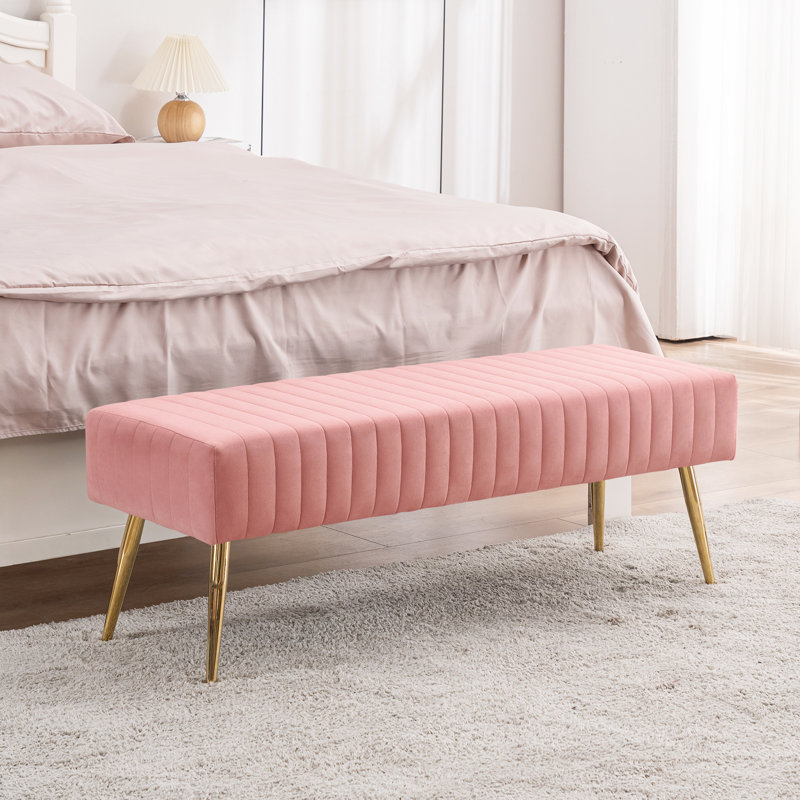Banc en velours Rodjanae, Rose