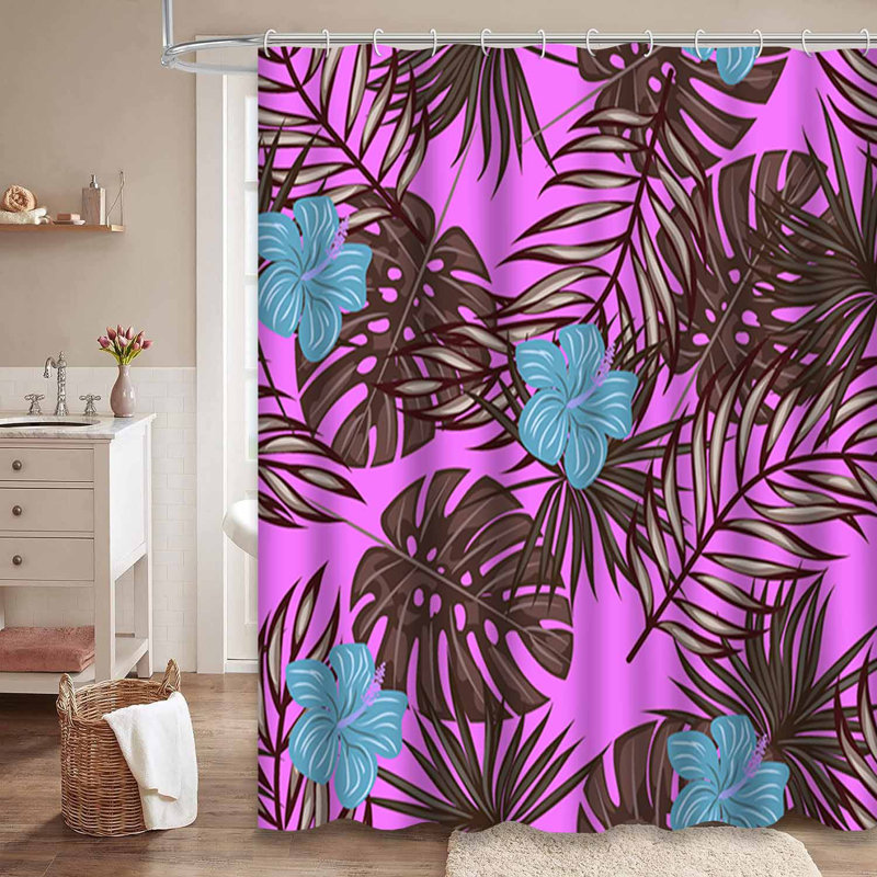 Rideau de douche imperméable avec 12 crochets AlohaLeaf, L 72 po x l 84 po