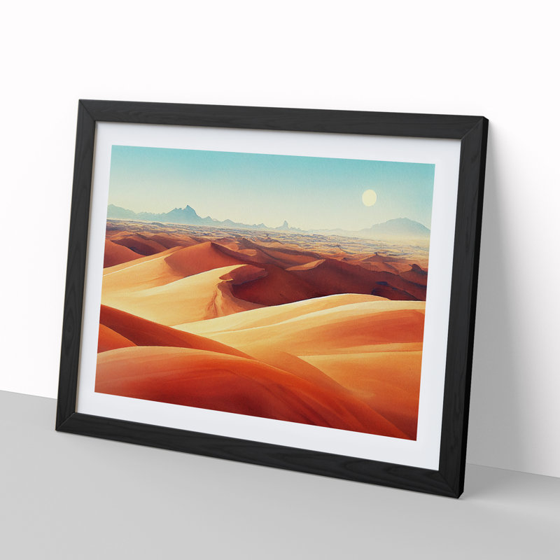 Watercolour Desert Vol.4 - Single Picture Frame Print, 46cm H x 64cm W x 2cm D, Black