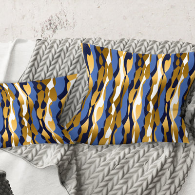 Coussin décoratif rétro de luxe en or et bleu I - Mid-Century