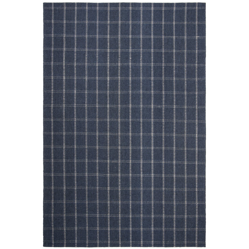Tamworth Lauren Ralph Lauren Hand Woven Wool/Viscose Plaid Rug in Navy, Rectangle 8' x 10'