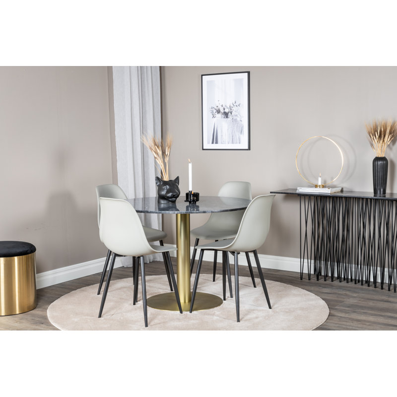 Malec Dining Set, Black, Grey, Gold