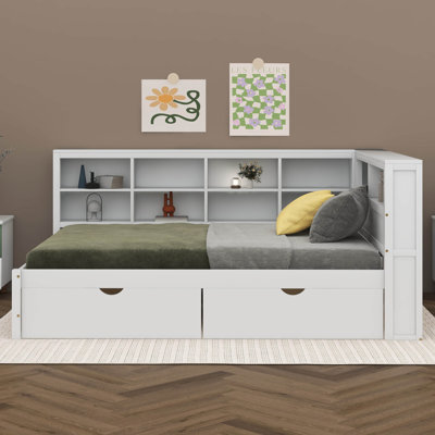 Daira Wooden with 2 Drawers, Shelf and USB Charging Ports