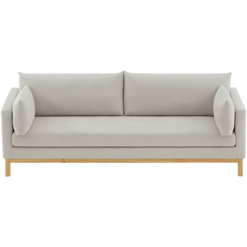 Aldiana 89.5" Linen Textured Fabric Sofa, Beige Linen Textured Fabric