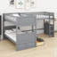 Lit superposé avec lit mezzanine attaché et tiroirs de rangement intégrés-129063745