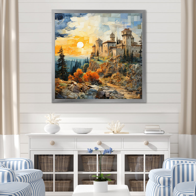 Paysage châteaux intemporels - impression, H 24 po x l 24 po x P 1 po, Cadre photo argenté