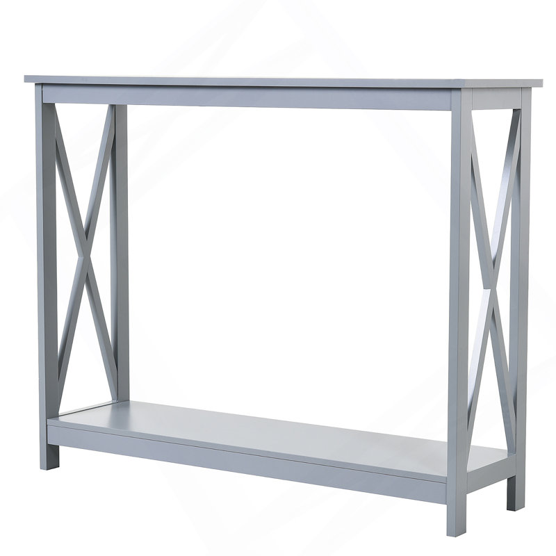 Console à 2 niveaux, table d'appoint avec tablette de rangement, conception en X pour le vestibule