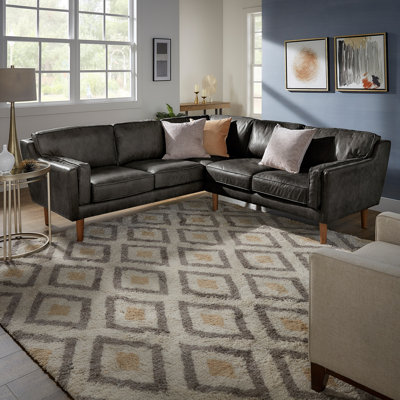 Cade Leather L-Shaped Sectional Symmetrical
