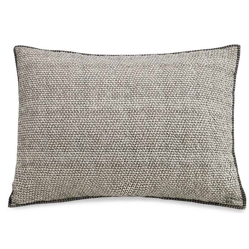 Graphite Gray Cotton Embroidered Standard Sham