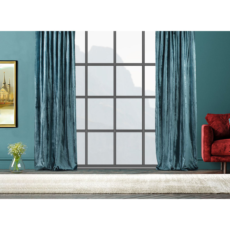 Room Darkening Single Curtain Panel, 260cm Width x 375cm Drop, Green
