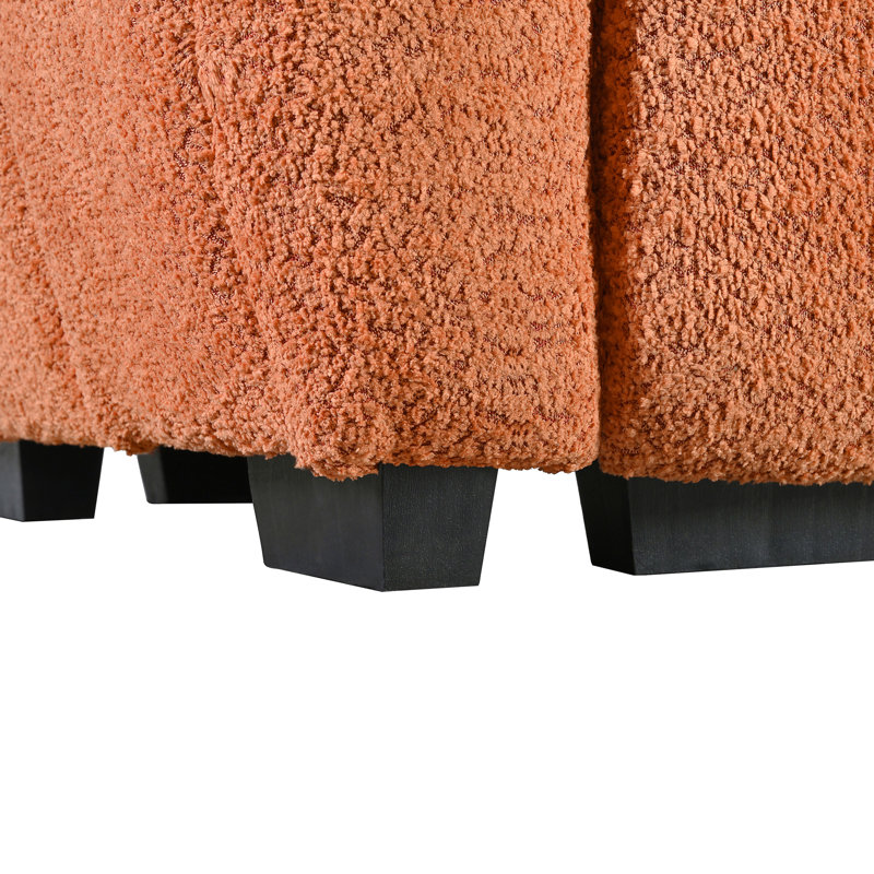 Upholstered L-Shaped Sectional, Boucle orange